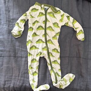 Kickee Pants Green Dinosaur Print Footie